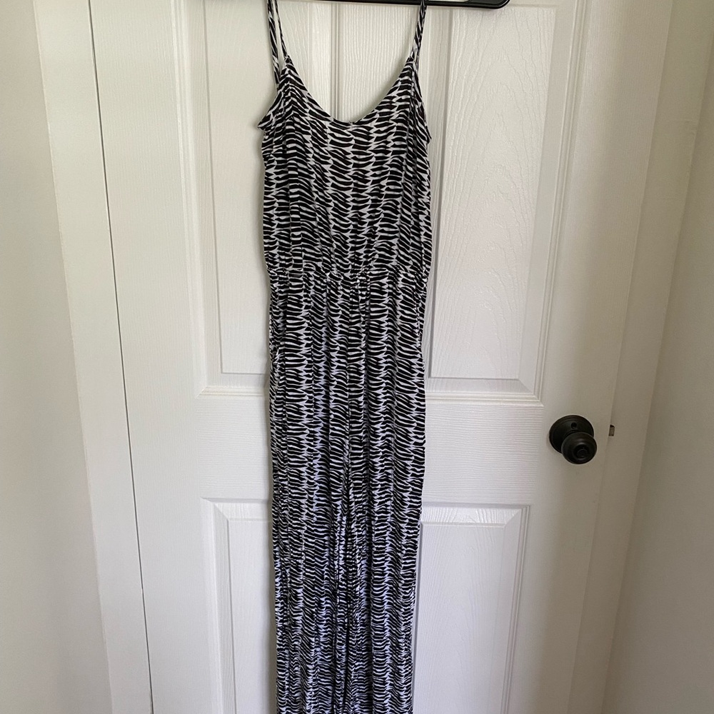 Ava Sky Black and White Patterned Jumpsuit